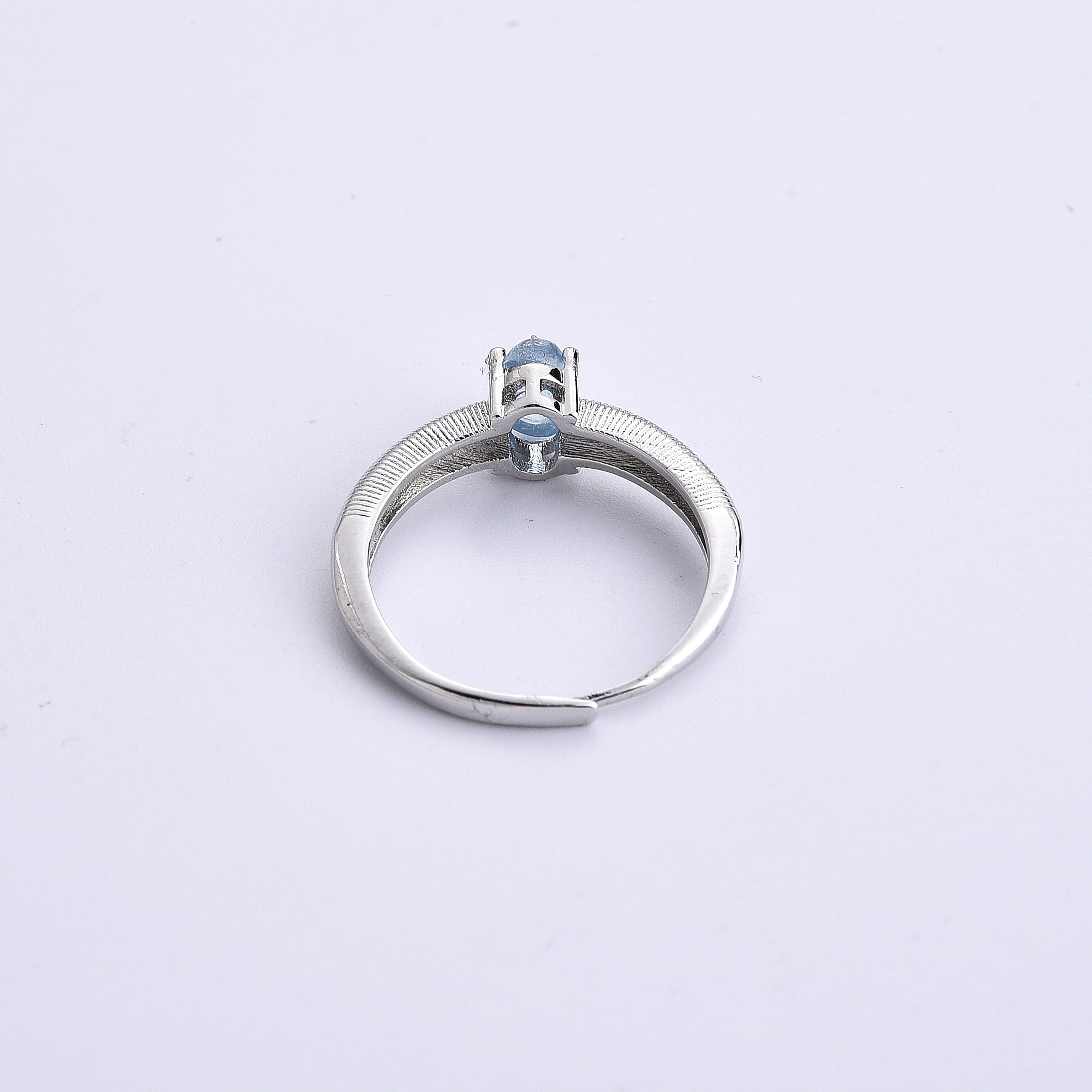 Aquamarine 0.60 ctw Ring in Silvertone (Adjustable)
