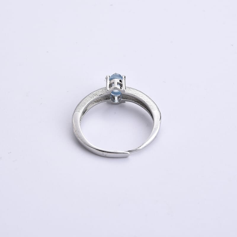 Aquamarine 0.60 ctw Ring in Silvertone (Adjustable)
