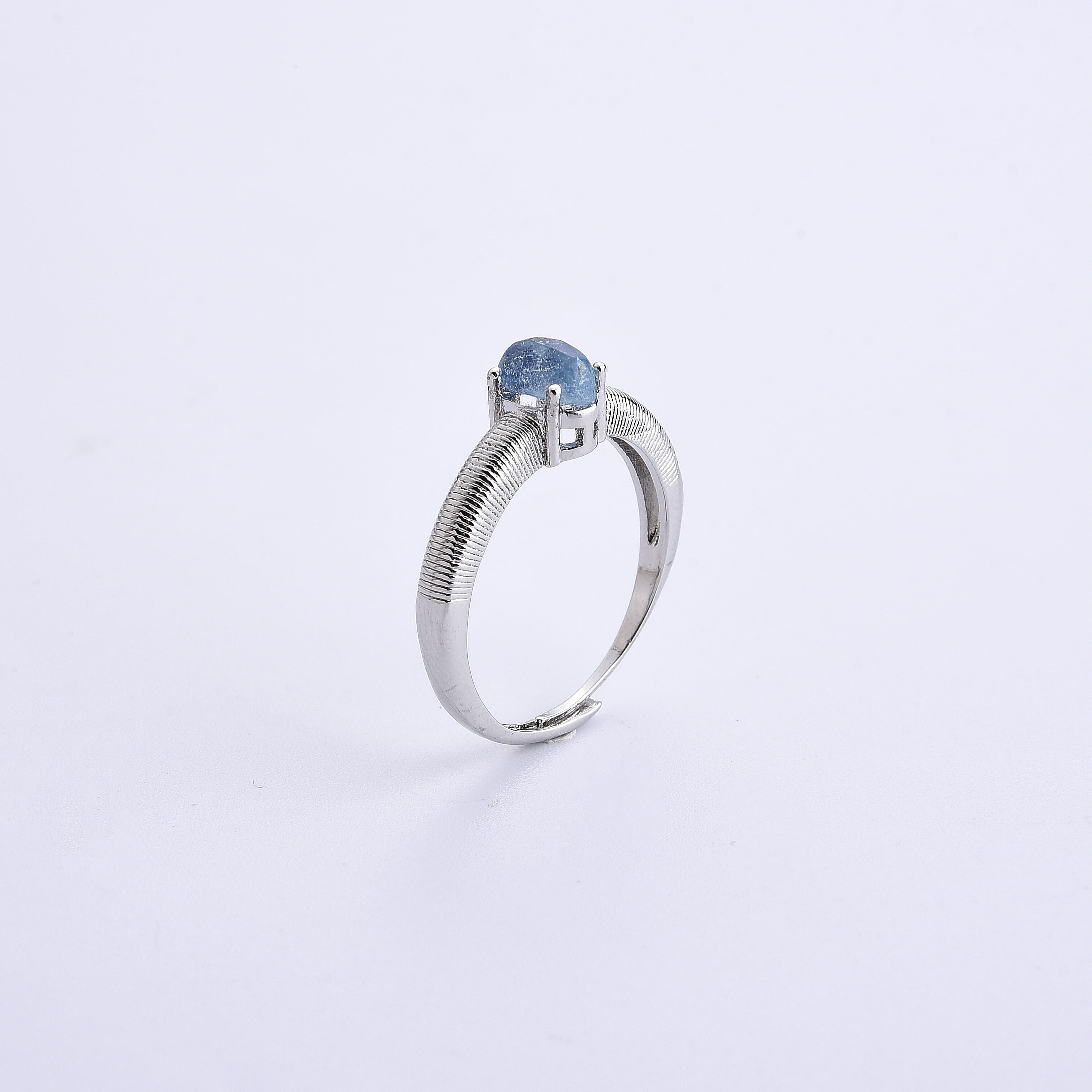 Aquamarine 0.60 ctw Ring in Silvertone (Adjustable)
