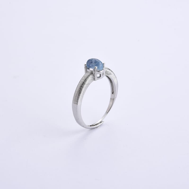 Aquamarine 0.60 ctw Ring in Silvertone (Adjustable)