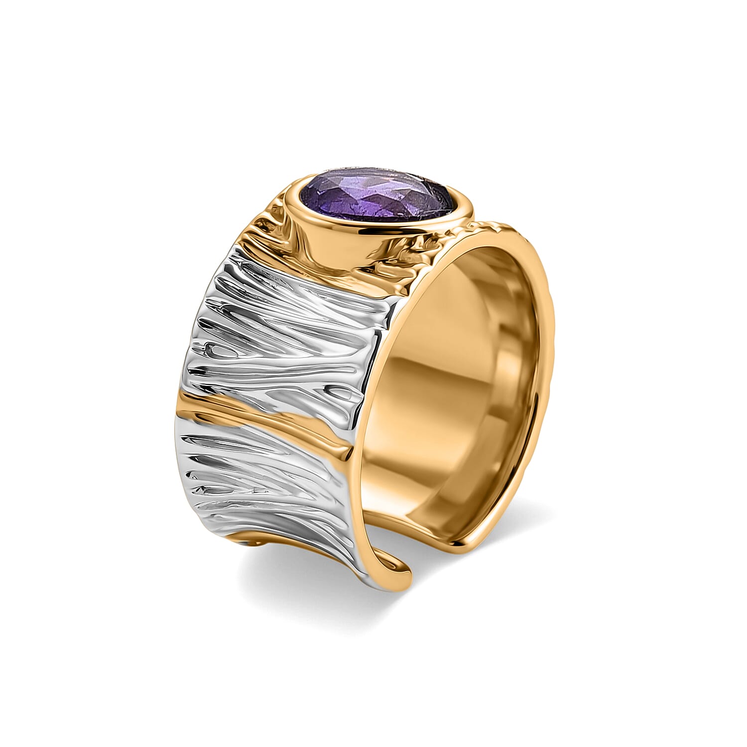 African Amethyst 0.50 ctw Ring in Silvertone (Adjustable)