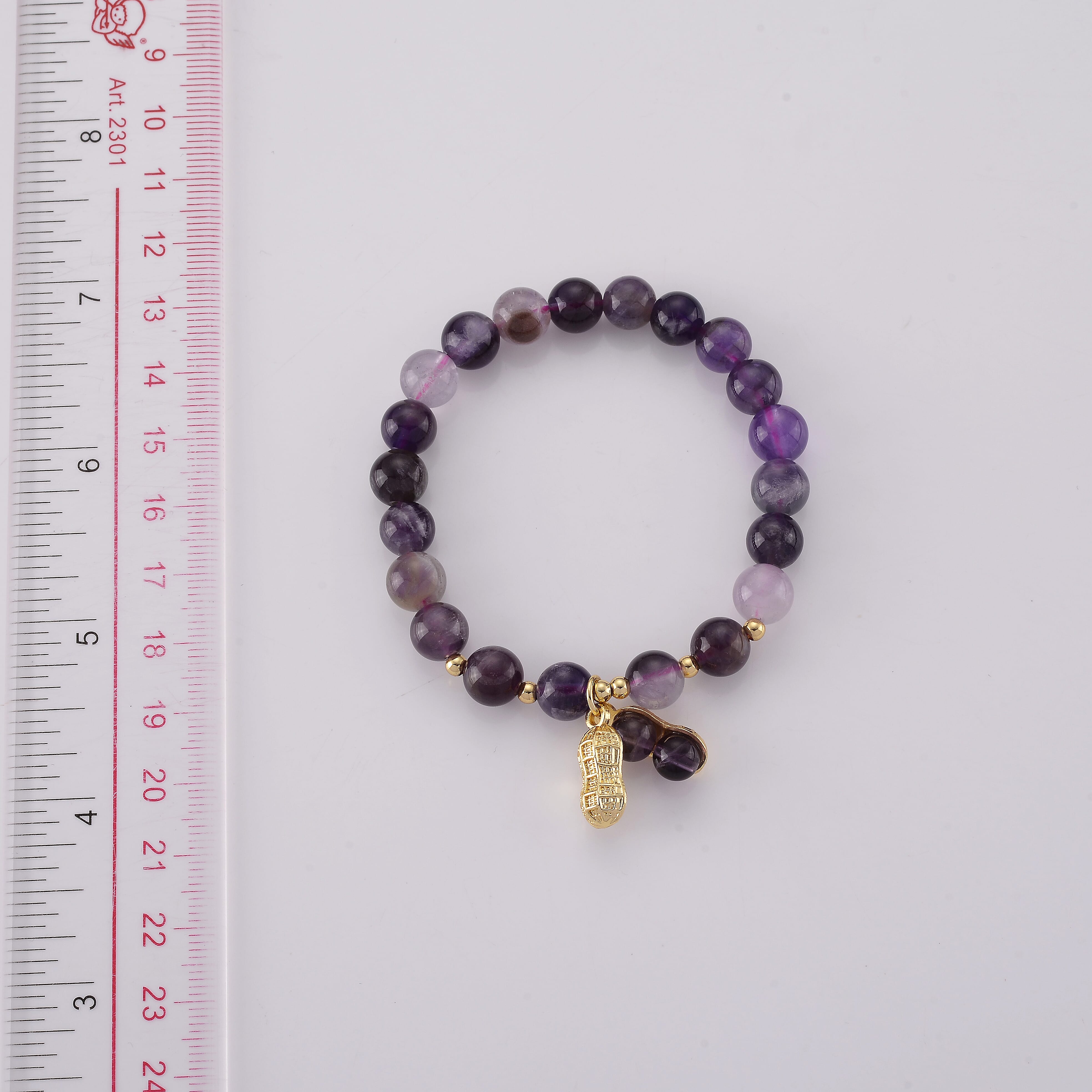 African Amethyst 76.00 ctw Beaded Bracelet in Goldtone (6-6.5In)