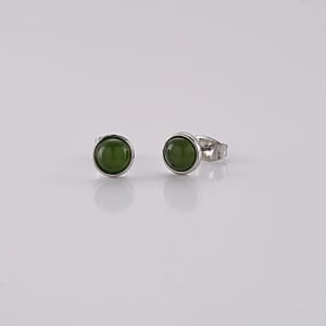Nephrite Earrings in Silvertone 0.40 ctw