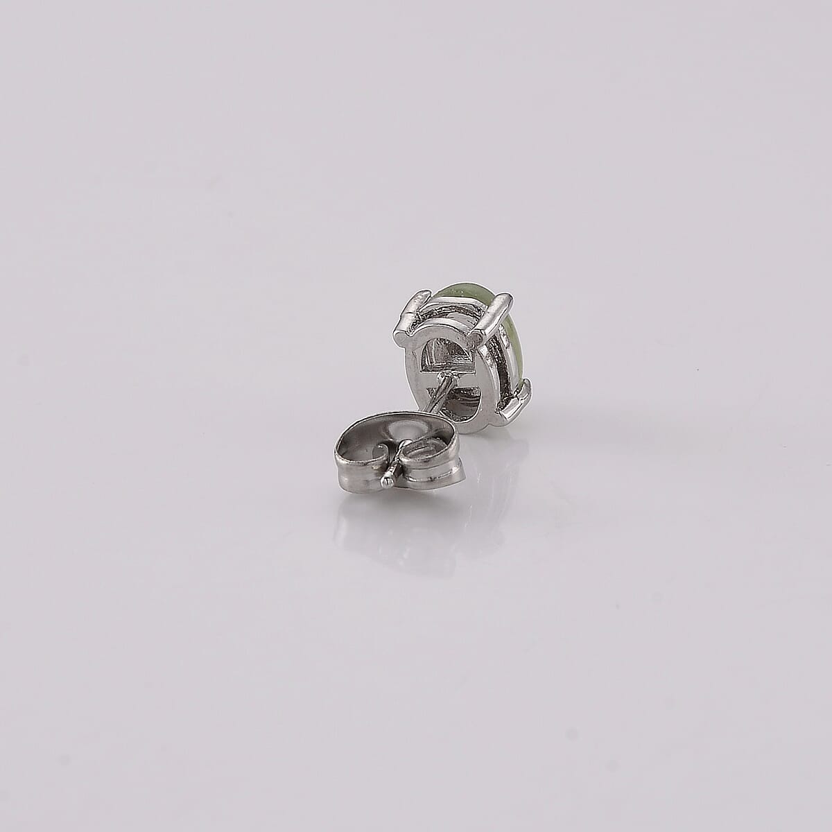 Nephrite Earrings in Silvertone 0.40 ctw image number 2