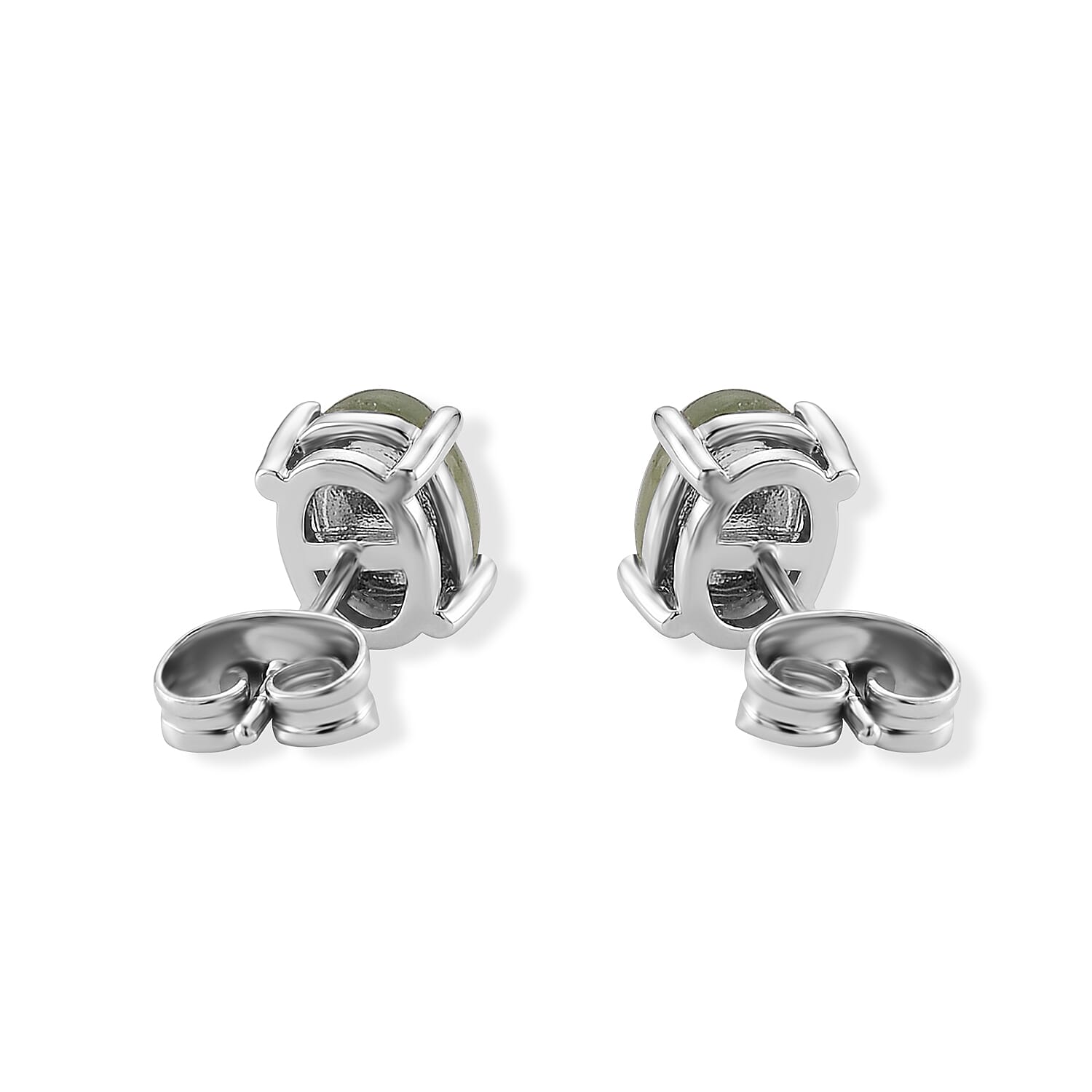 Nephrite Earrings in Silvertone 0.40 ctw