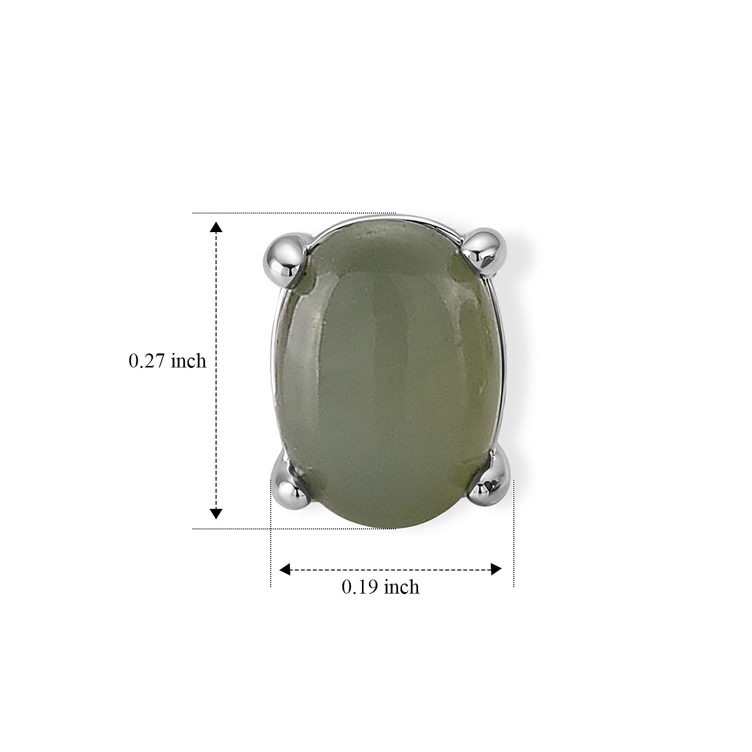 Nephrite Earrings in Silvertone 0.40 ctw