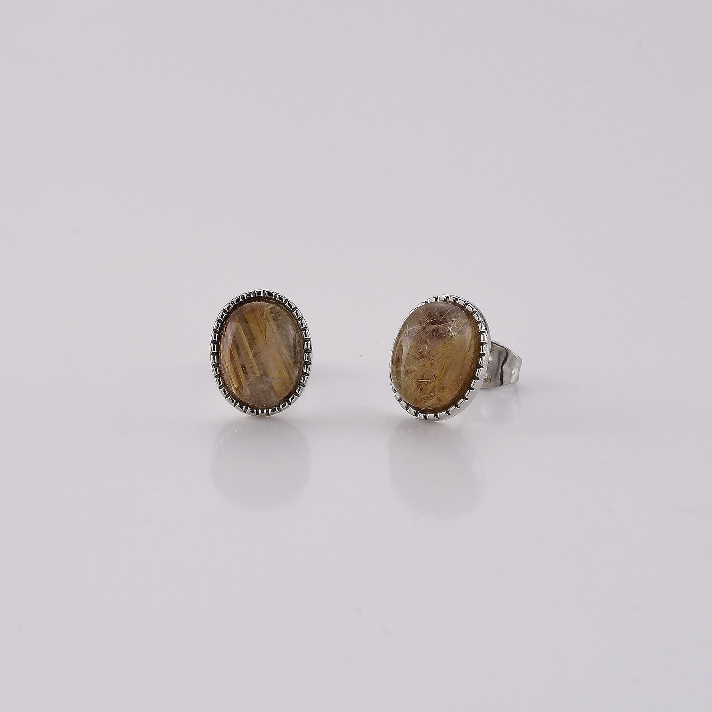 Golden Rutilated Quartz Earrings in Silvertone 0.80 ctw