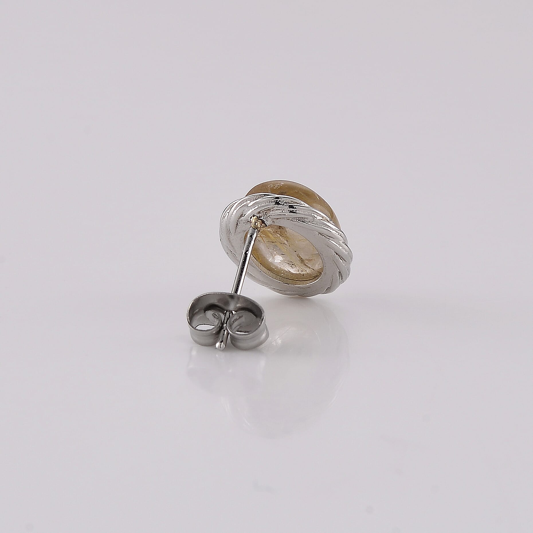Golden Rutilated Quartz Earrings in Silvertone 1.10 ctw