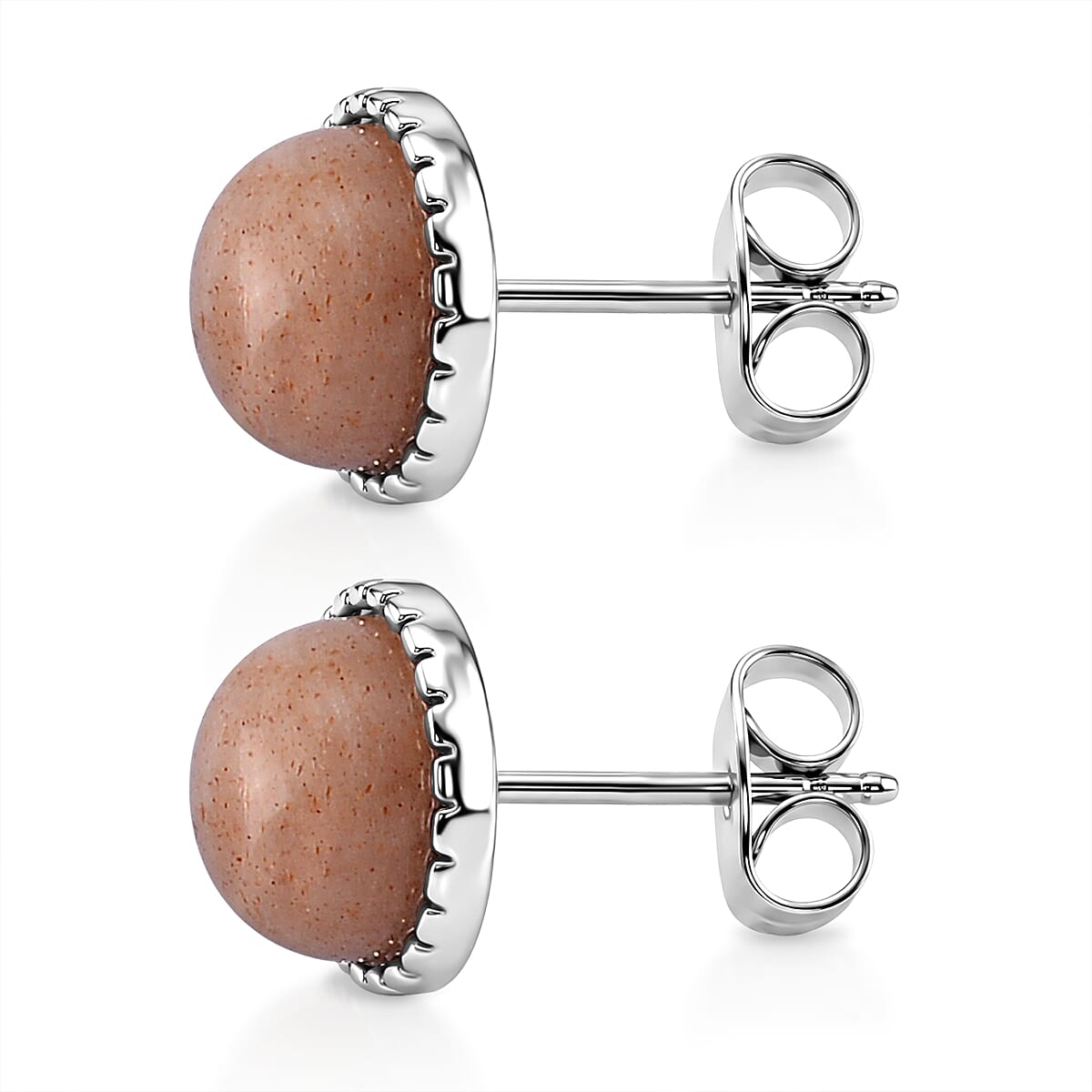 Peach Moonstone Earrings in Silvertone 1.00 ctw