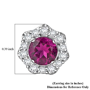 Certified & Appraised D'Joy Premium Radiant Ember Garnet and Moissanite 1.70 ctw Earrings in Rhodium Over Sterling Silver