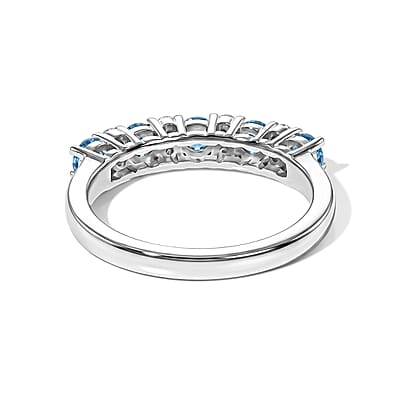 D'Joy Malgache Neon Apatite and Moissanite 0.65 ctw Ring in Platinum Over Sterling Silver (Size 9.0)