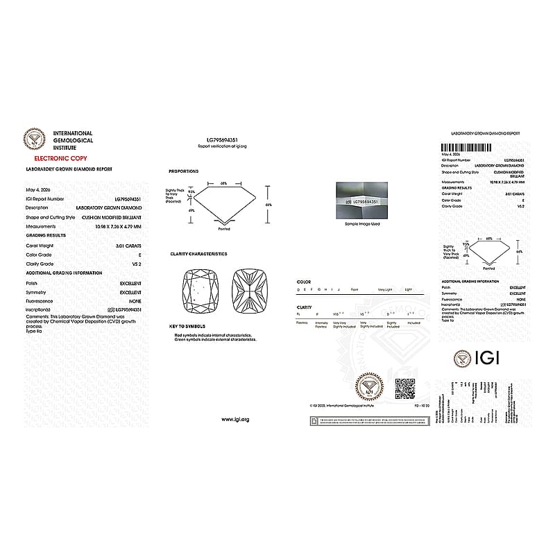 IGI Certified Luxuriant Lab Grown Diamond E-F VS 3.00 ctw Ring in 950 Palladium (Size 5.0)