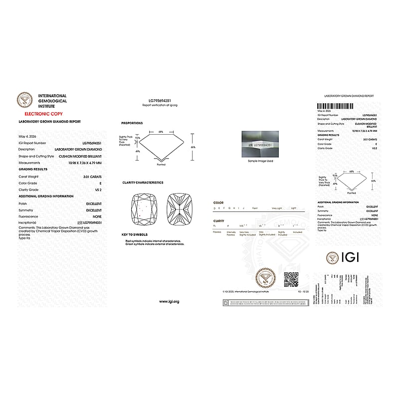IGI Certified Luxuriant Lab Grown Diamond E-F VS 3.00 ctw Ring in 950 Palladium (Size 6.0)