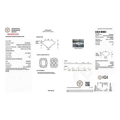IGI Certified Luxuriant Lab Grown Diamond E-F VS 3.00 ctw Ring in 950 Palladium (Size 6.5)