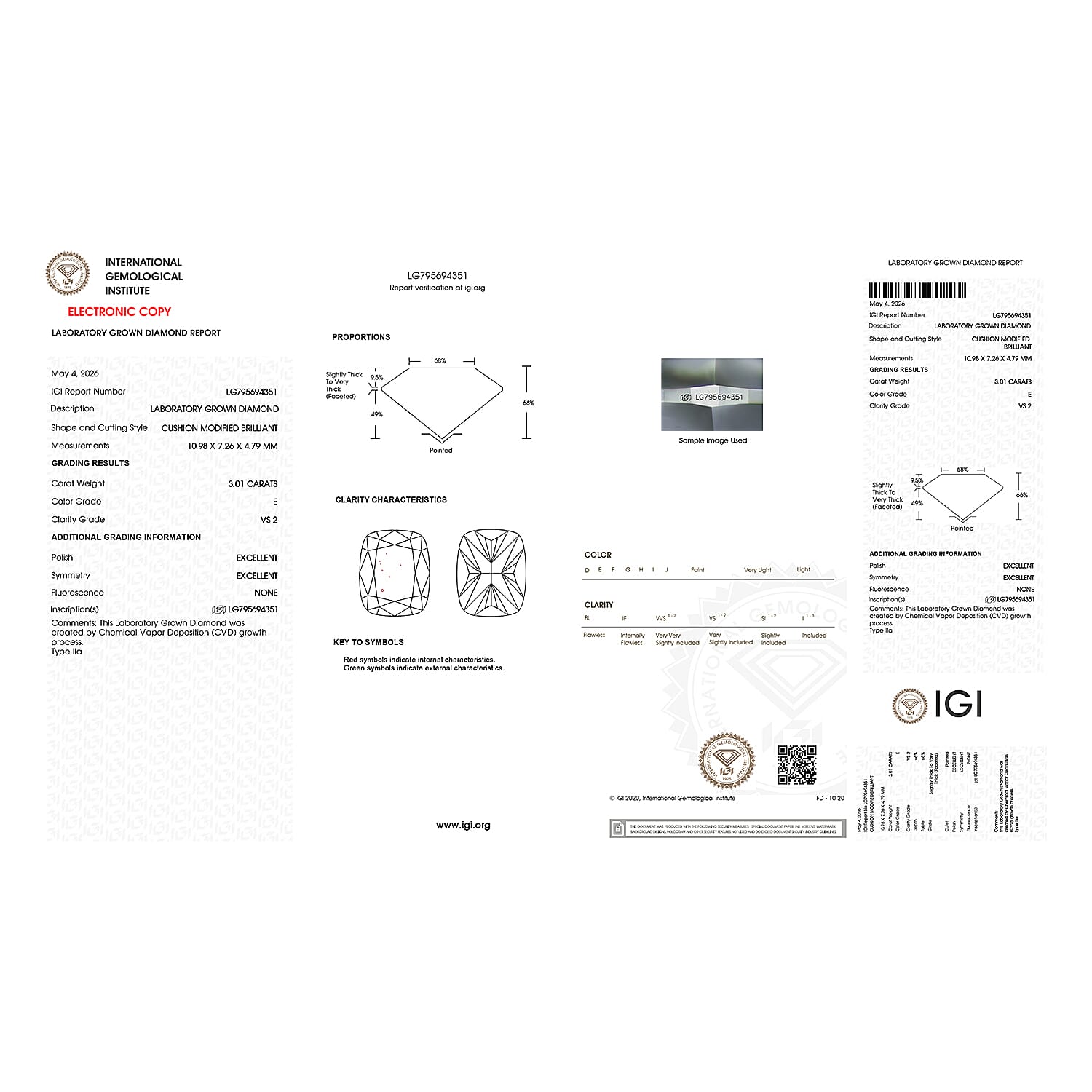 IGI Certified Luxuriant Lab Grown Diamond E-F VS 3.00 ctw Ring in 950 Palladium (Size 7.0)