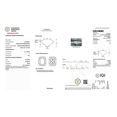 IGI Certified Luxuriant Lab Grown Diamond E-F VS 3.00 ctw Ring in 950 Palladium (Size 7.0)