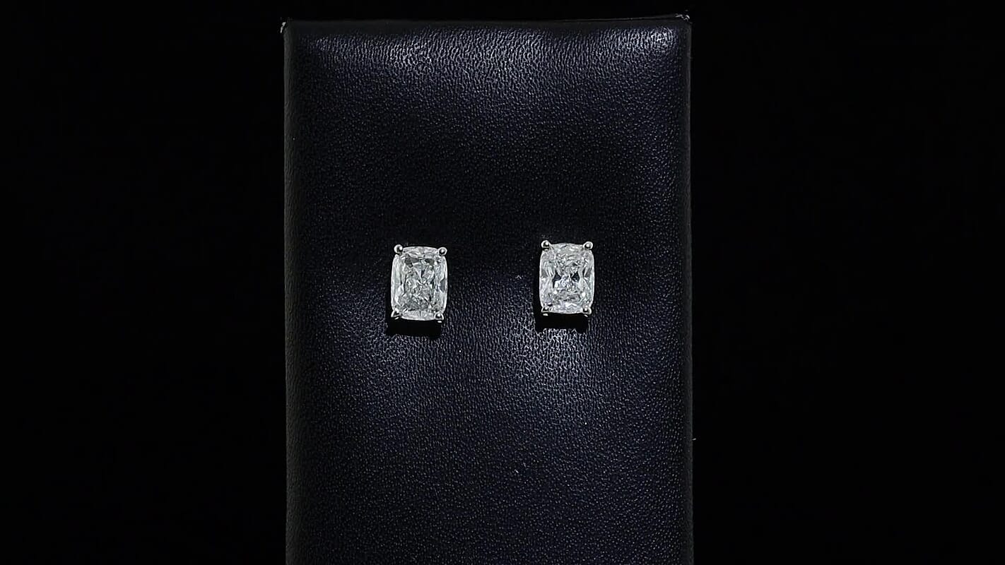 IGI Certified 950 Palladium and 10K White Gold Luxuriant Lab Grown Diamond (E-F, VS) Earrings 2.00 ctw