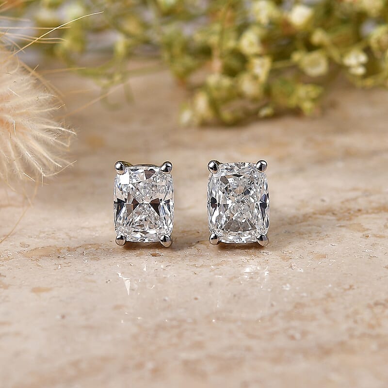 IGI Certified Luxuriant Lab Grown Diamond E-F VS 2.00 ctw Earrings in 950 Palladium and 10K White Gold
