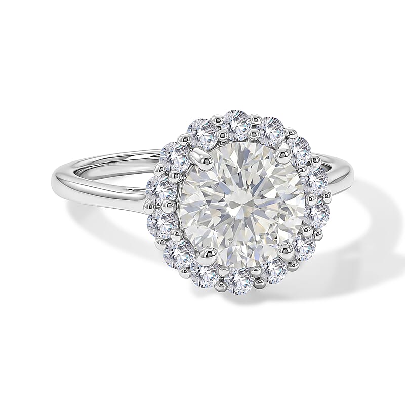 D'Joy Moissanite 2.30 ctw Ring in Rhodium Over Sterling Silver (Size 7.0)