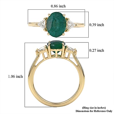 AAA Kagem Zambian Emerald and Luxuriant Lab Grown Diamond E-F VS 2.35 ctw Ring in 10K Yellow Gold (Size 5.0)