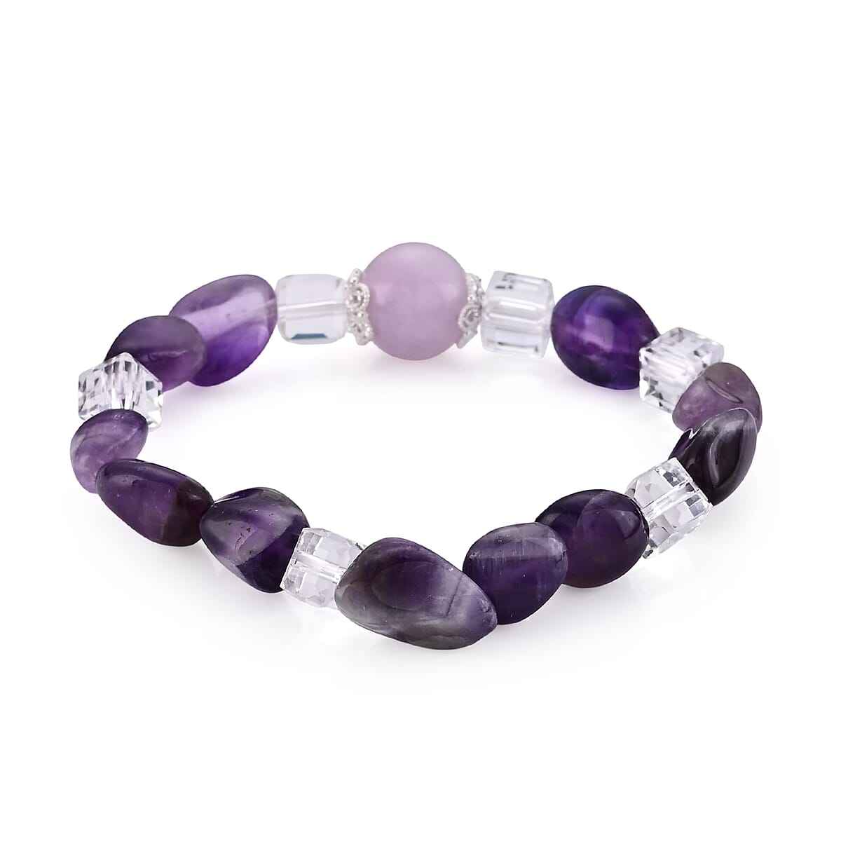 African Amethyst 95.00 ctw Beaded Bracelet in Goldtone (6.25-6.75In) image number 2