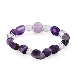 African Amethyst 95.00 ctw Beaded Bracelet in Goldtone (6.25-6.75In)