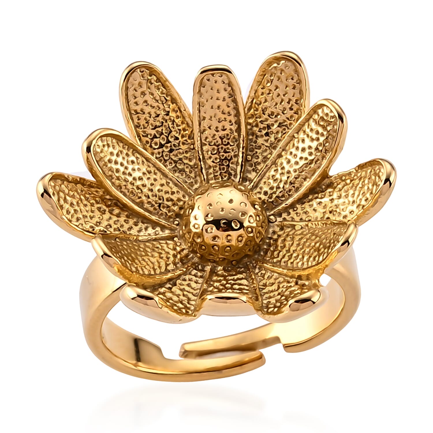 Sunflower Ring in ION Plated YG Stainless Steel (Adjustable)