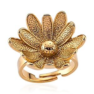 Sunflower Ring in ION Plated YG Stainless Steel (Adjustable)