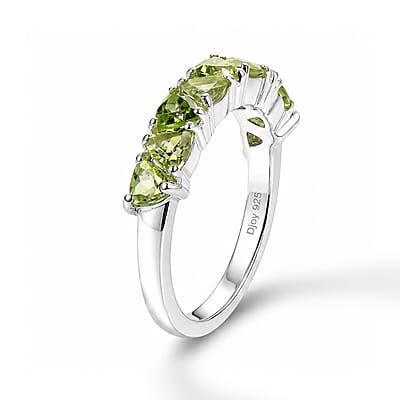 D'Joy Arizona Peridot 1.65 ctw Ring in Rhodium Over Sterling Silver (Size 6.0)