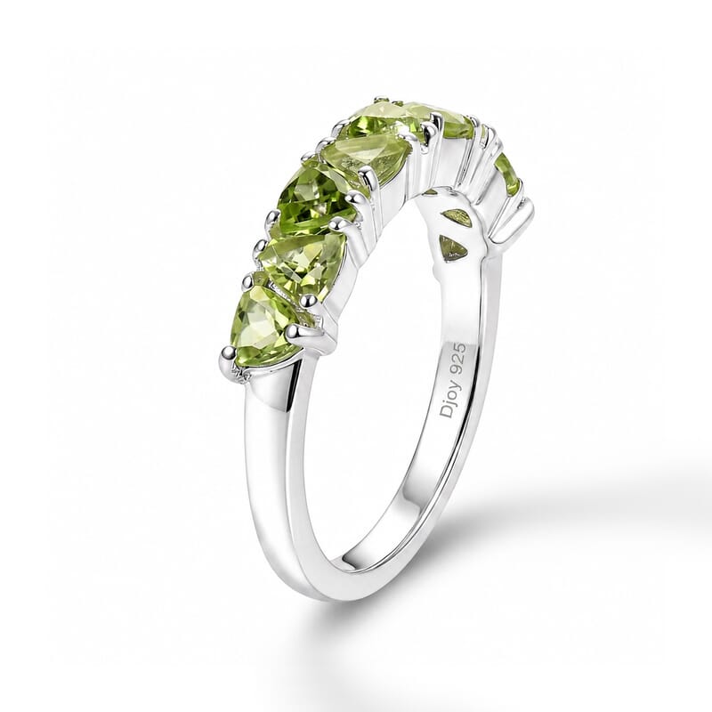D'Joy Arizona Peridot 1.65 ctw Ring in Rhodium Over Sterling Silver (Size 7.0)