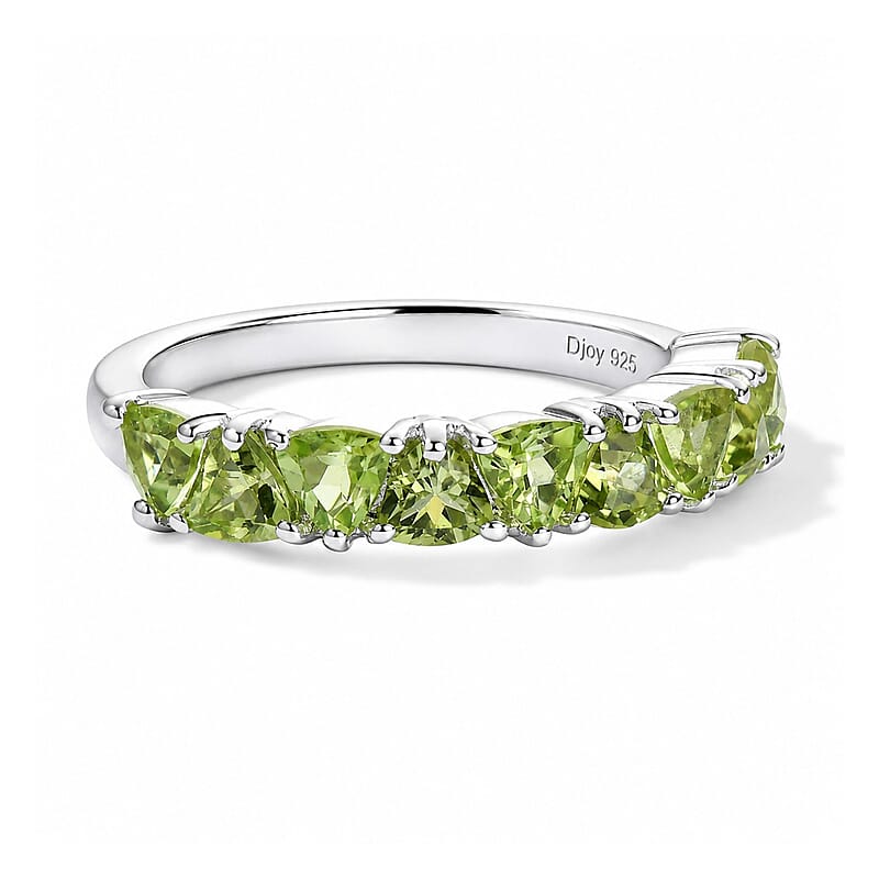 D'Joy Arizona Peridot 1.65 ctw Ring in Rhodium Over Sterling Silver (Size 9.0)