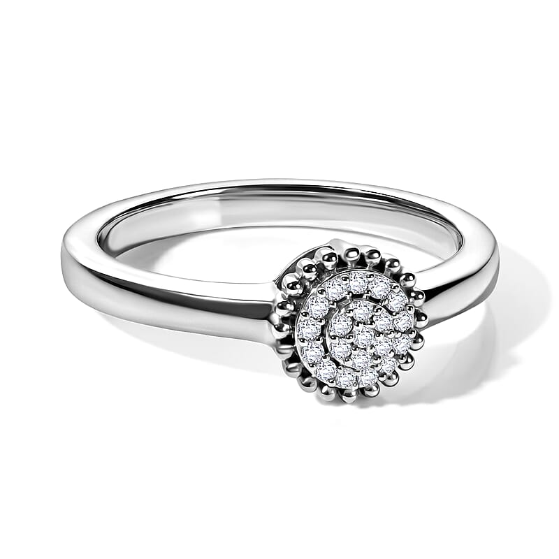 D'Joy Diamond 0.10 ctw Ring in Rhodium Over Sterling Silver (Size 7.0)