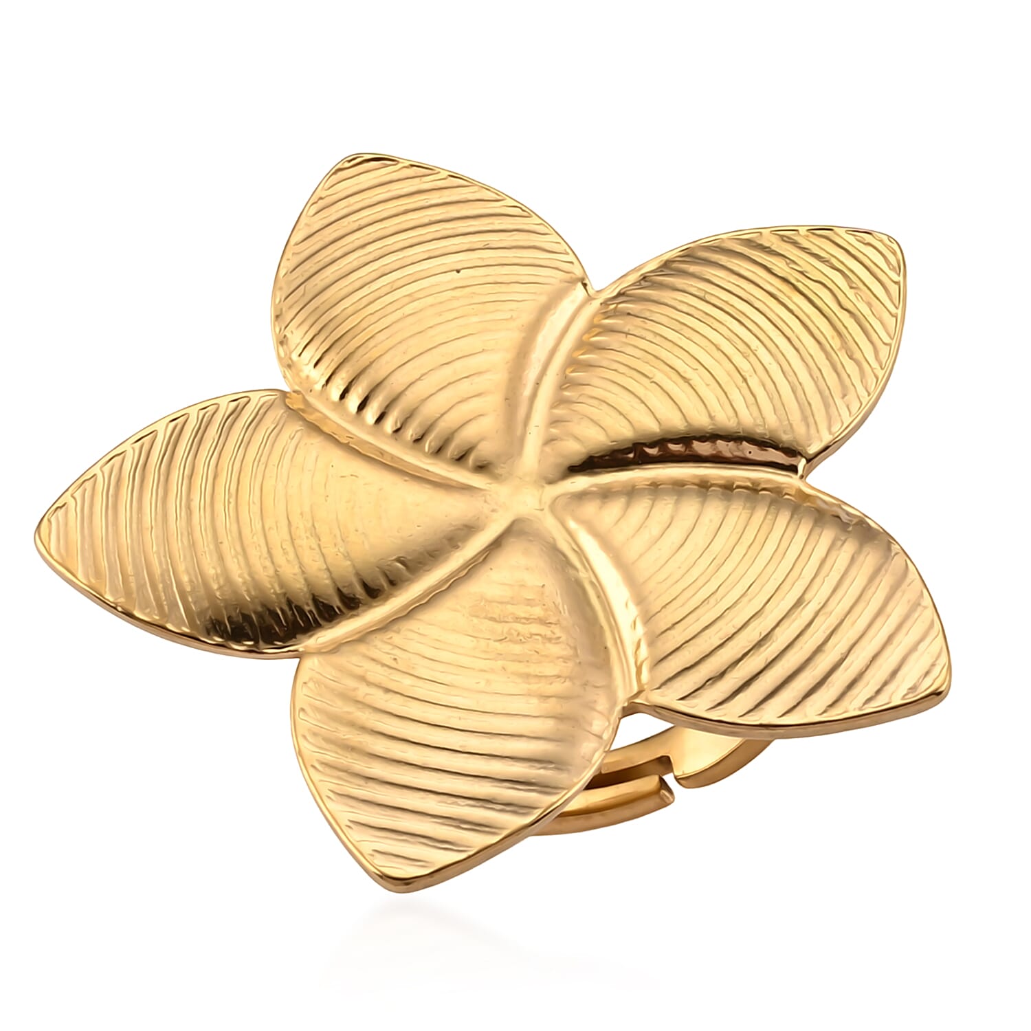 Tiare Flower Ring in ION Plated YG Stainless Steel (Adjustable)