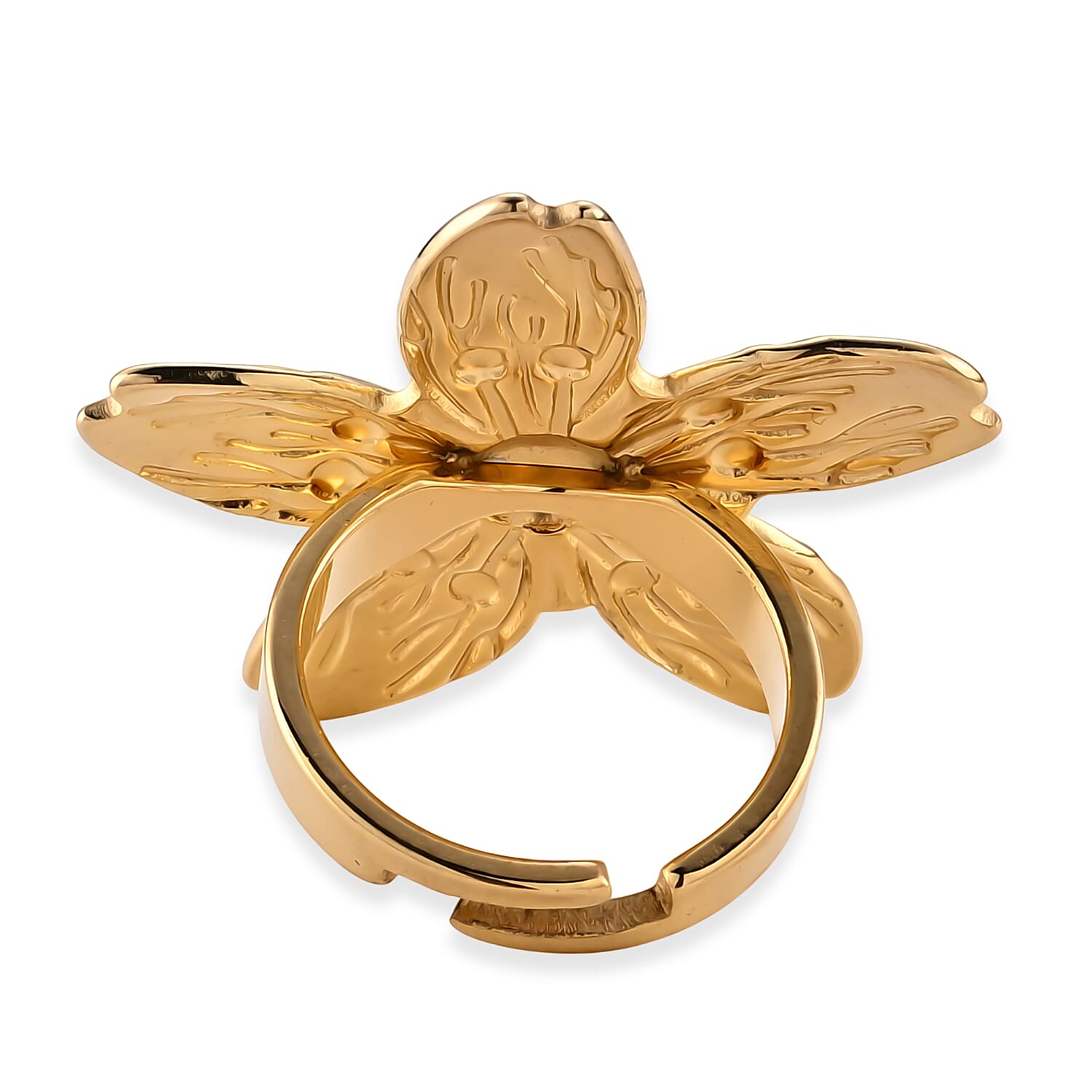 Flower Ring in ION Plated YG Stainless Steel (Adjustable)