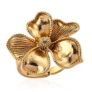 Flower Ring in ION Plated YG Stainless Steel (Adjustable)