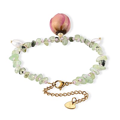 Multi Gemstone 25.00 ctw Beads Bracelet in Goldtone (6.5-8.5In)