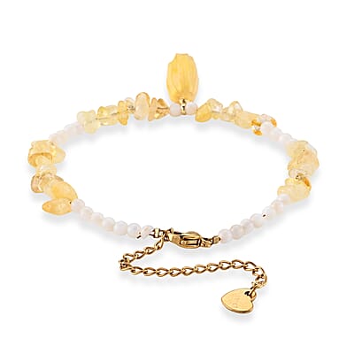 Multi Gemstone 23.00 ctw Beaded Bracelet in Goldtone (6.5-8.5In)