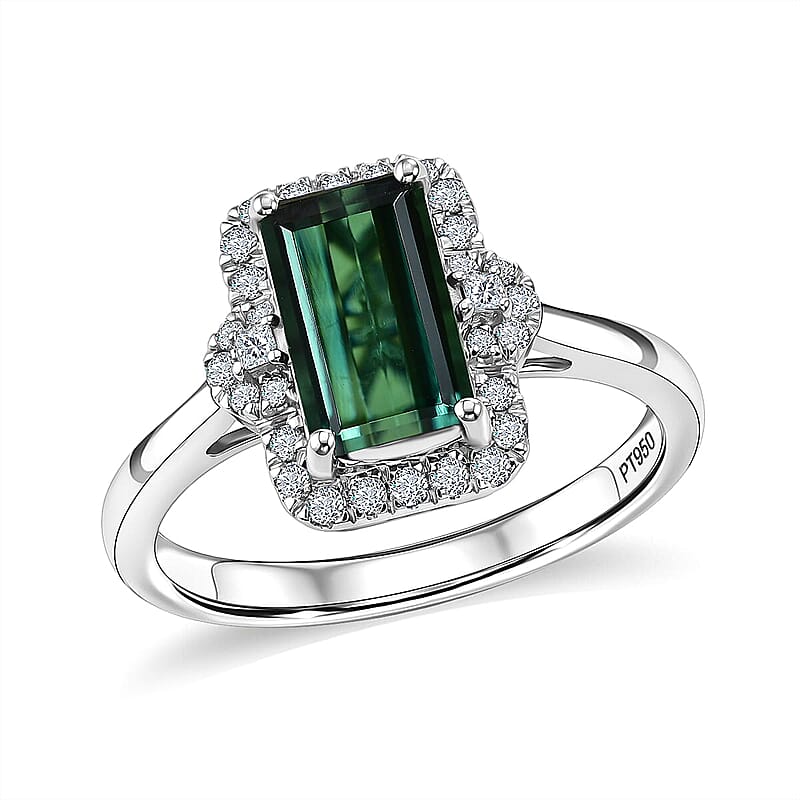 Certified & Appraised Rhapsody AAAA Pirineu Lagoon Tourmaline and Diamond E-F VS 2.60 ctw Ring in 950 Platinum (Size 6.0) 5.50 Grams