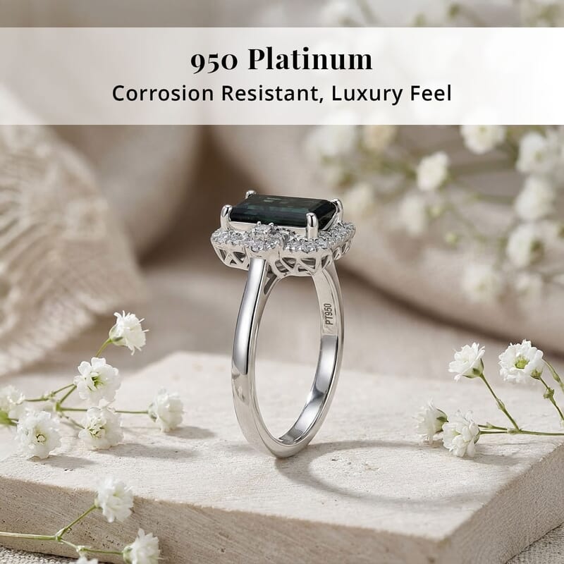 Certified & Appraised Rhapsody AAAA Pirineu Lagoon Tourmaline and Diamond E-F VS 2.60 ctw Ring in 950 Platinum (Size 6.0) 5.50 Grams