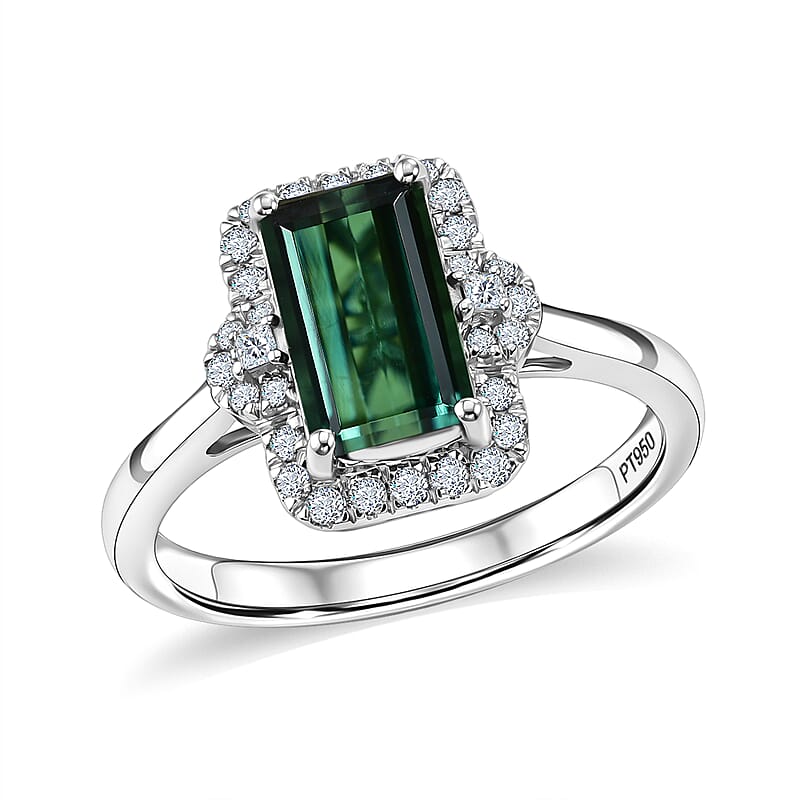 Certified & Appraised Rhapsody AAAA Pirineu Lagoon Tourmaline and Diamond E-F VS 2.60 ctw Ring in 950 Platinum (Size 8.0) 5.50 Grams