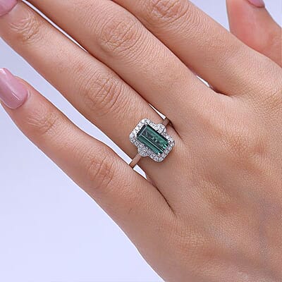 Certified & Appraised Rhapsody AAAA Pirineu Lagoon Tourmaline and Diamond E-F VS 2.60 ctw Ring in 950 Platinum (Size 8.0) 5.50 Grams