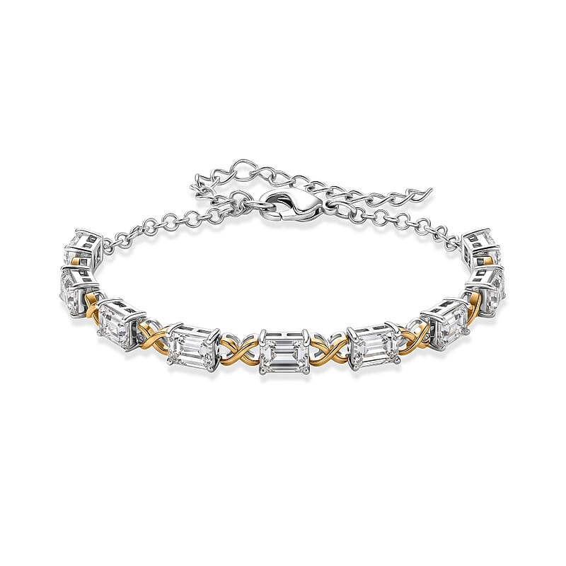 EverTrue Simulated Diamond Line Bracelet in 18K YG Plated and Platinum Bond (6.50-8.5In)