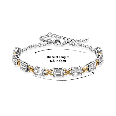 EverTrue Simulated Diamond Line Bracelet in 18K YG Plated and Platinum Bond (6.50-8.5In)
