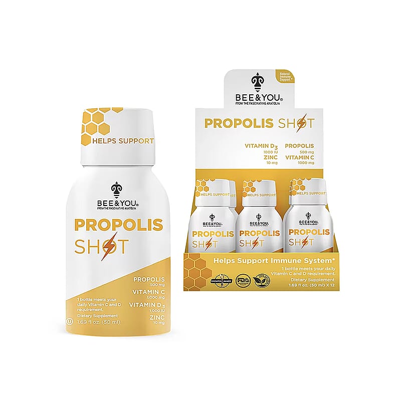 Bee & You Propolis Shots with Vitamin C & D3 (12x 1.69oz)