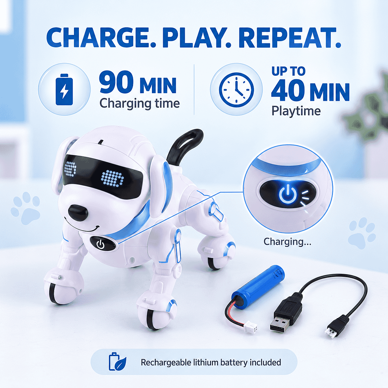 Remote Contral Touchable Multi-Functional Toy Dog - Blue