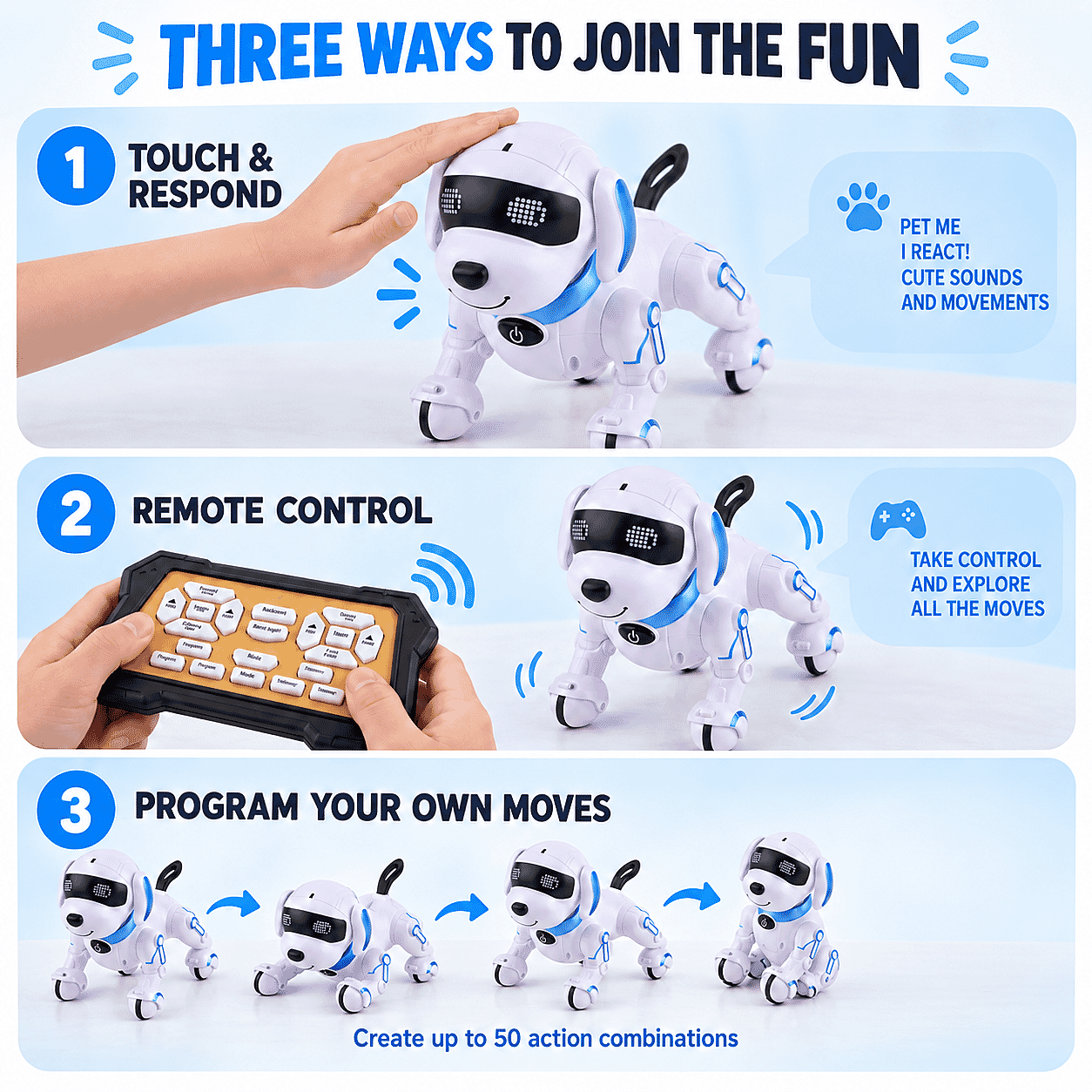 Remote Contral Touchable Multi-Functional Toy Dog - Blue