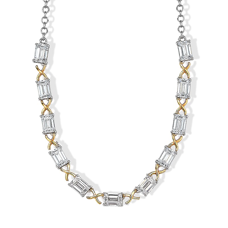 EverTrue Simulated Diamond Necklace (18-20 Inches) in 18K YG Plated and Platinum Bond