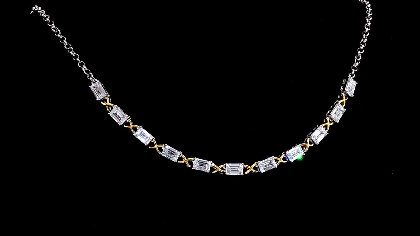 EverTrue Simulated Diamond Necklace (18-20 Inches) in 18K YG Plated and Platinum Bond