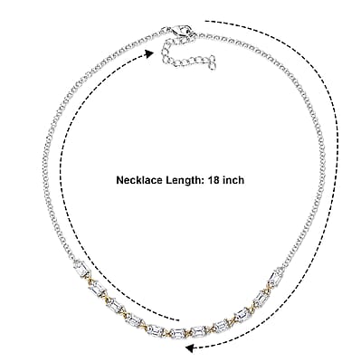 EverTrue Simulated Diamond Necklace (18-20 Inches) in 18K YG Plated and Platinum Bond