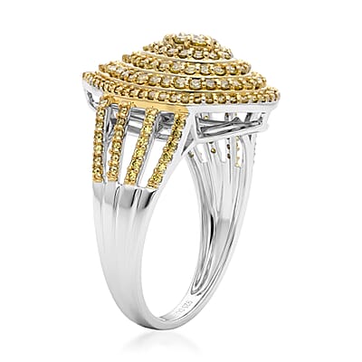 D'Joy Yellow Diamond 1.00 ctw Radiance Ring in Rhodium Over Sterling Silver (Size 6.0)